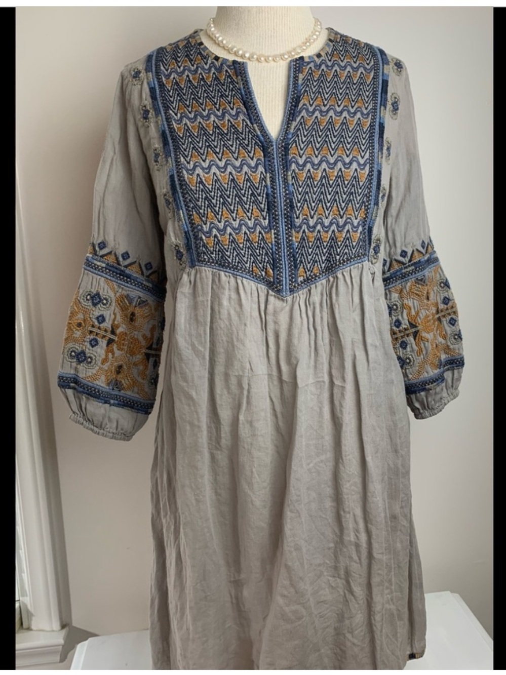 Johnny Was Oversized Freya Workshop Tunic Shirt Dress XS Embroidered